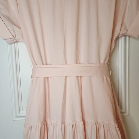 Ralph Lauren Pink Belted Cotton-Blend Tiered Dress | Size 8 - Picture 9 of 11